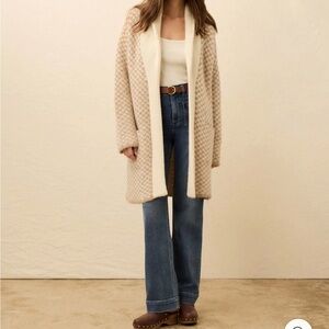 Faherty Cream and Tan Long Cardigan